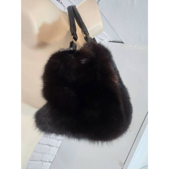 Vintage 1950s Dark Brown Fox Handbag - Picture 2 of 12